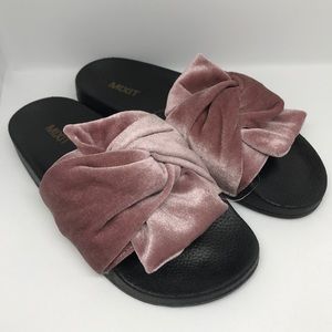 PINK VELVET SLIDE SANDALS